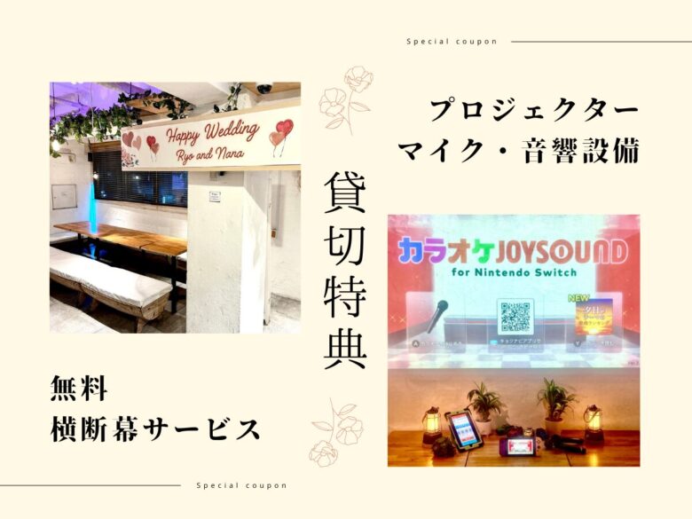 〈渋谷×貸切×マイク・プロジェクター付きパーティー〉設備イメージ